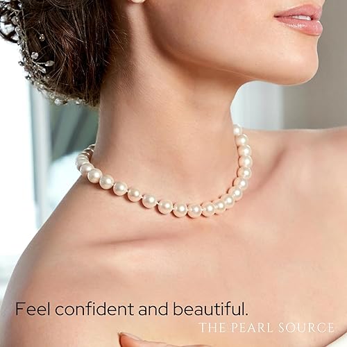 Miniatura 9 de Real Pearl Necklace for Women with AAA Quality Round White Freshwater Genuine Cultured Pearls  18 inch Pearl Strand with 14K Gold Plated Sterling