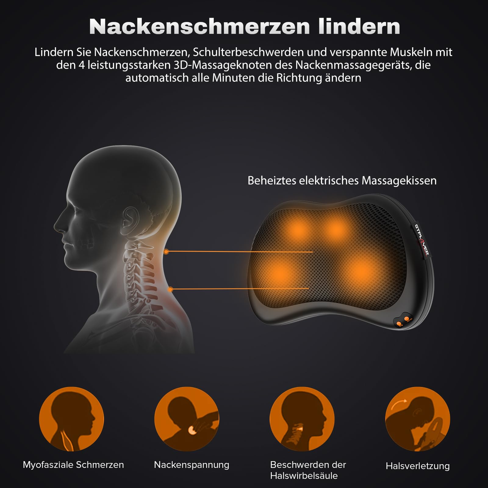 GTPLAYER Gaming Stuhl mit Massage, Gamer Stuhl mit Taschenfederkissen Fußstütze, Ergonomischer Gaming Sessel Bürostuhl 4D Armlehnen,Orange