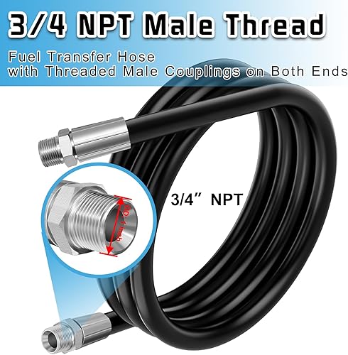 Miniatura 4 de Manguera de transferencia de combustible NPT de 34 pulgadas, manguera de tubo de tanque de bomba de transferencia de combustible diesel de 10 pies