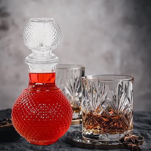 Miniatura 9 de Housoutil Decantador de licor con tapón de cristal para whisky, vino, vodka, bourbon, botella para decoración del hogar, bar, fiesta, transparente