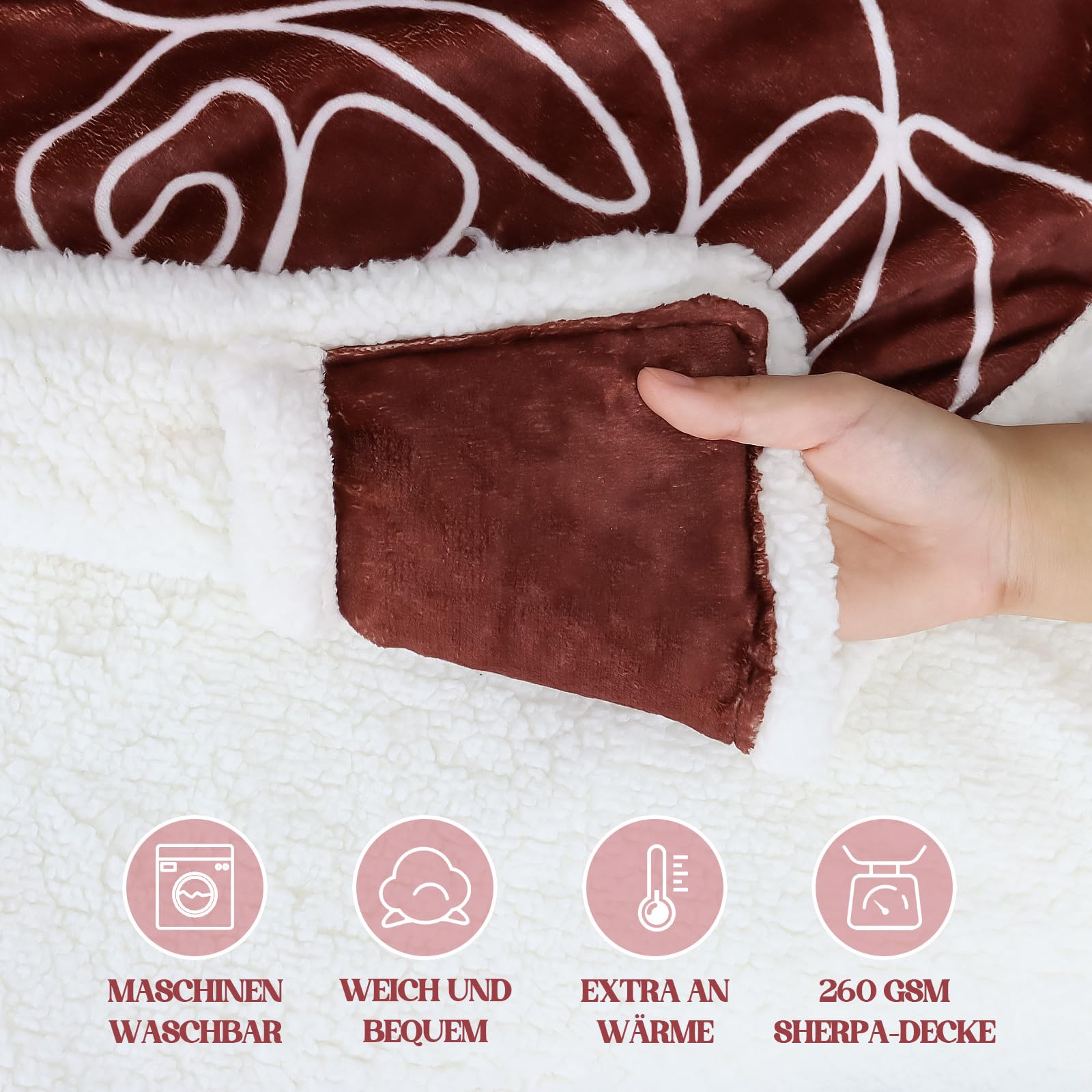 pewjury Regalo per donne, coperta portatile, coperta per divano, coperta per abbraccio, coperta con maniche, per donna, mamma, idea regalo (rosso, 130 x 185 cm)