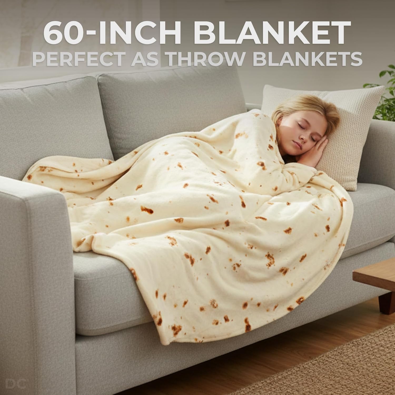 Zulay Giant Double Sided Tortilla Blanket with Tinfoil Packaging - Novelty Blanket for Adults & Kids - Soft Flannel Round Tortilla Blanket for Indoors, Outdoors, Travel, Home, 285 GSM - 60 Inches - Image 7