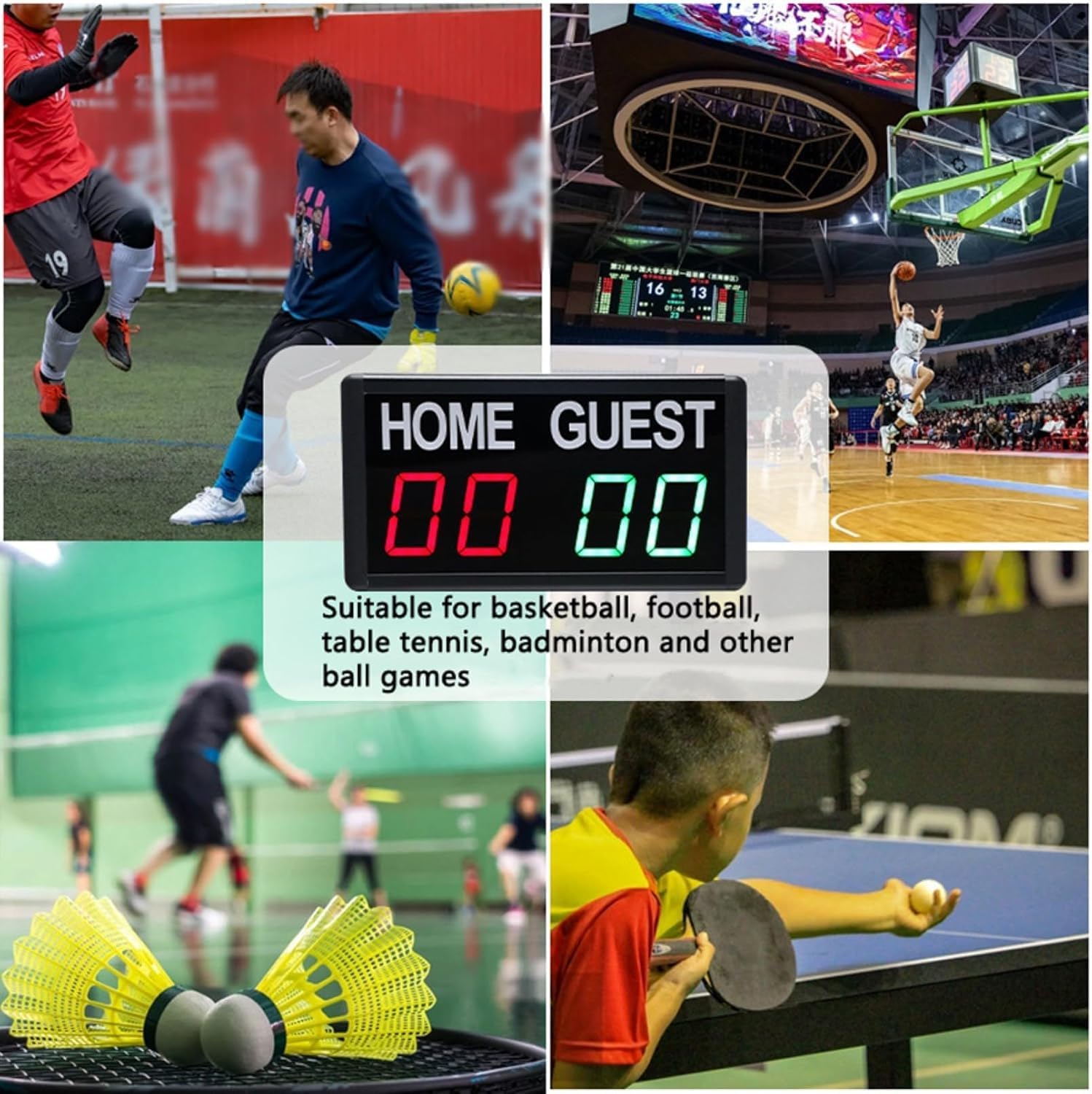 Basketball Scoreboard and Timer Electronic Portable Digital Scoreboard with Remote Wall Mounted Table Tennis Scorer