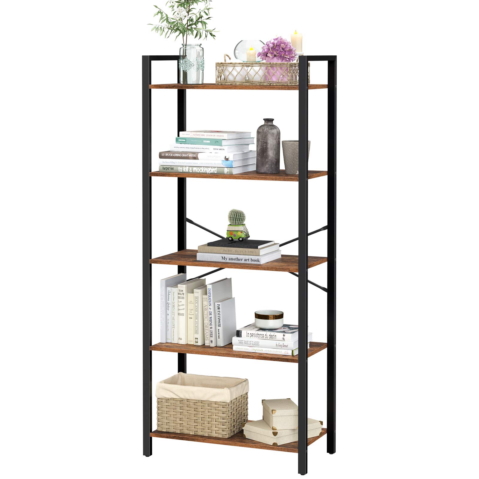 Buy VASAGLE Bookcase, Bookshelf 5 Tier, Standing Display Storage Rack