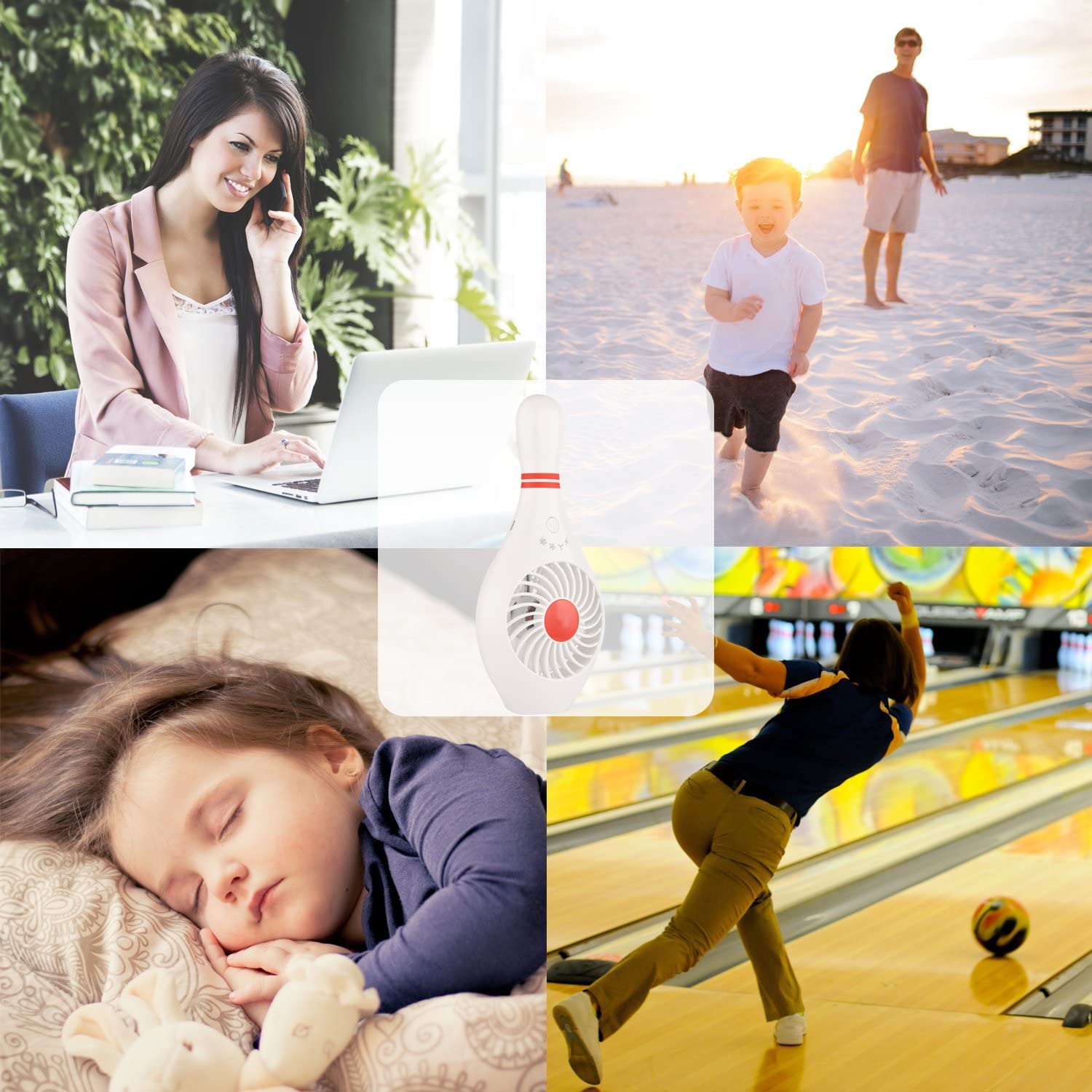 Handheld Portable Fan Bowling Pin Shaped Mini Small Personal USB Rechargeable Fan with 3 Speed Settings for Home Office Sports Travel Bodybuilding Makeup Skincare Festival Holiday Gift