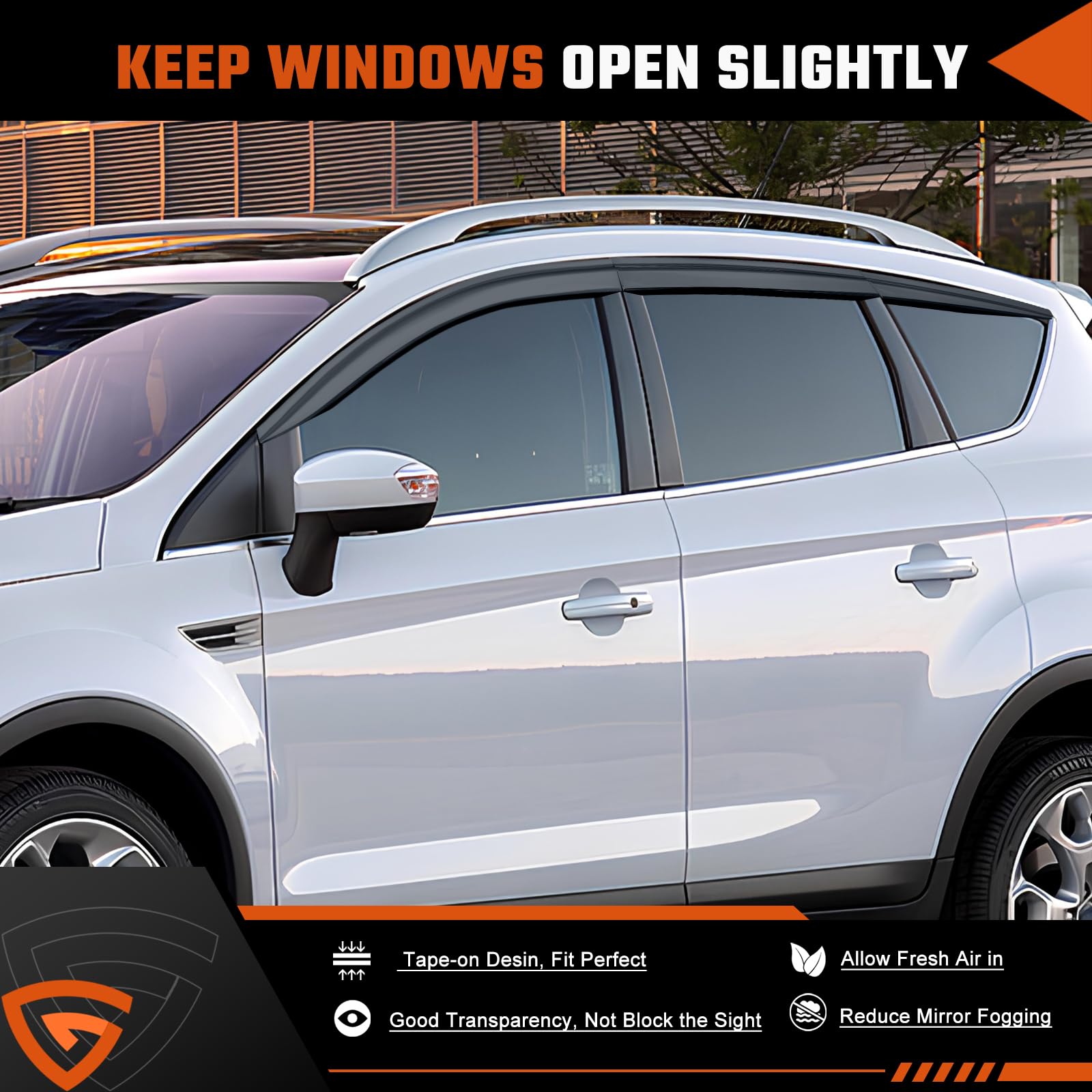 Lot de 6 déflecteurs d'air, pare-pluie pour fenêtre gauche et droite compatibles avec Ford Kuga 2012-2019 (6 pièces)