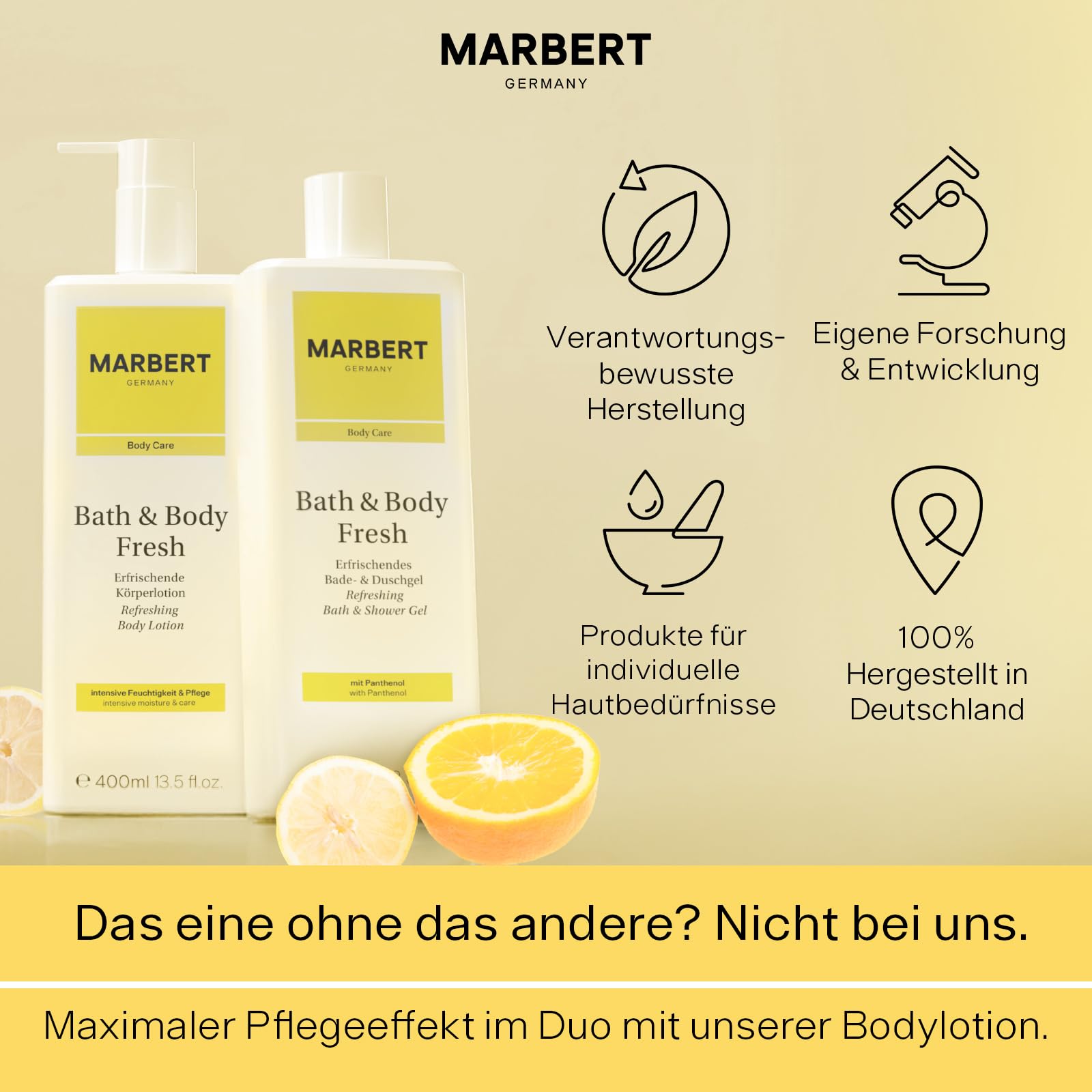 Marbert Bath & Body Fresh Körperlotion 4 x 400 ml – Erfrischende Feuchtigkeitspflege mit zitrischem Duft – Für geschmeidige Haut & ein belebendes Hautgefühl