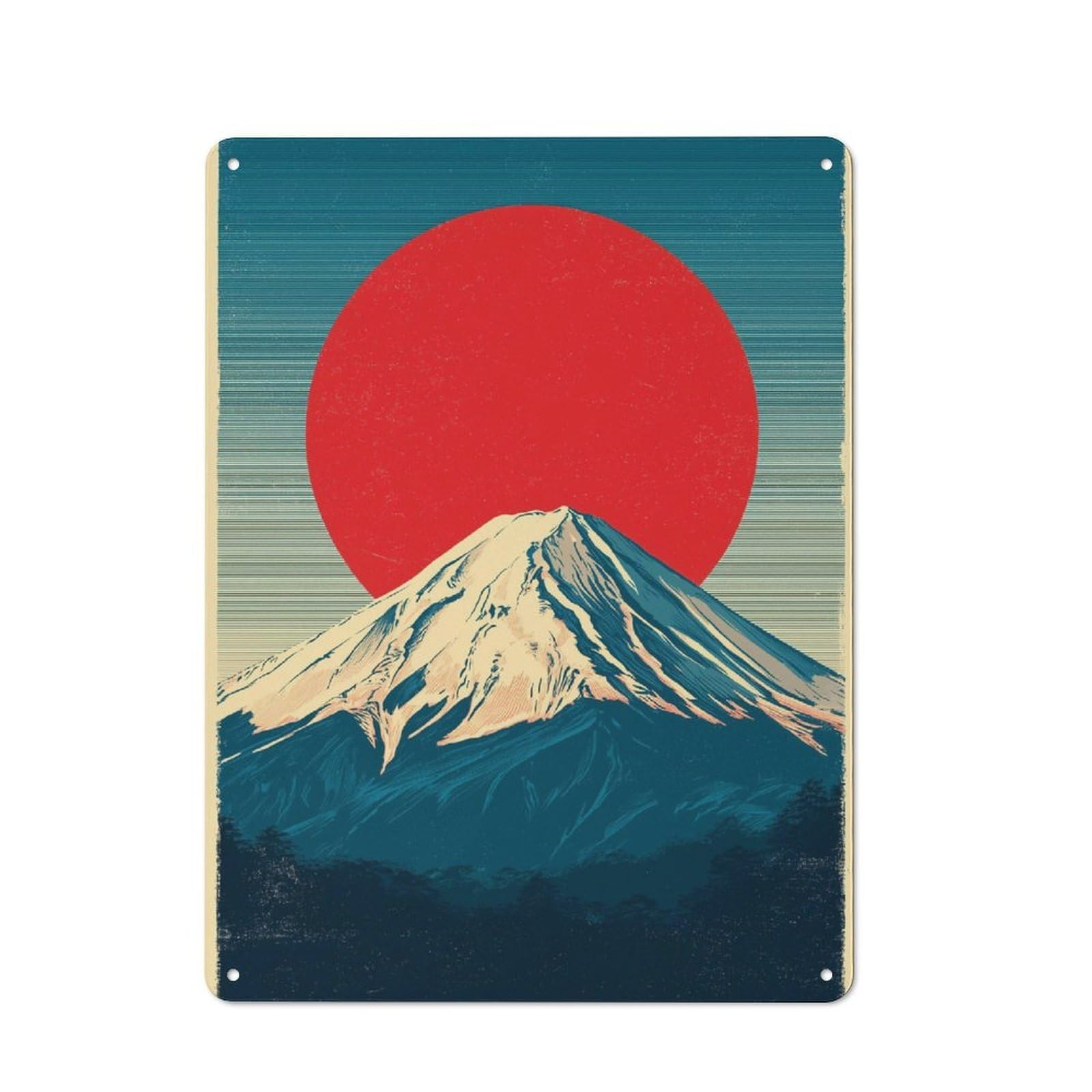 Junmoney Red Sun, Snowy Peak Retro-Style Metal Sign 40X30cm For Studio Or Craft Room, Gift For Studio Decor Lovers During The Christmas Season