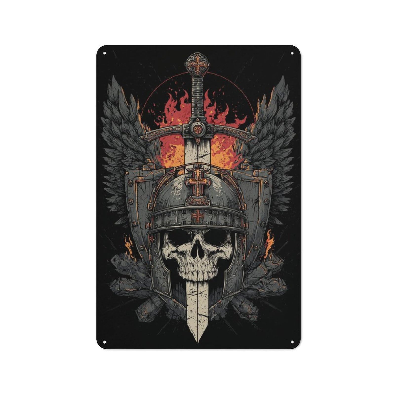 Understated Office Metal Sign 30x20cm Featuring Skull & Sword Emblem, Studio Wall Plaque for Office, Study, Studio Or Hallway