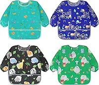 Vista 10 de Accmor 4 Pack Long Sleeve Bibs, Baby Smock Waterproof Sleeved Bib Smock for Baby Toddler 6-36 Months