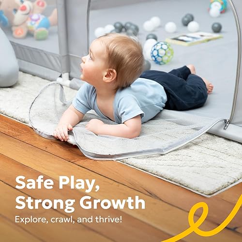 Miniatura 2 de MioTetto Corralito grande para bebés Corralito portátil para bebés y niños pequeños con puerta y malla transpirable Patio de juegos para bebés en