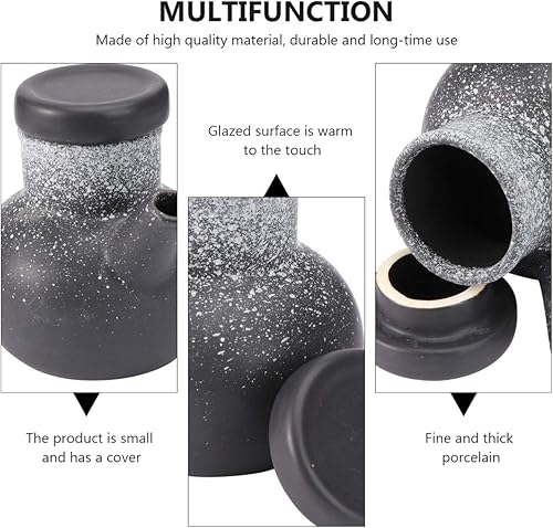 Miniatura 3 de Hemoton Dispensador de salsa de soja de cerámica de 10.1 fl oz, estilo tradicional japonés, Shoyu, botella de almacenamiento, olla de condimento