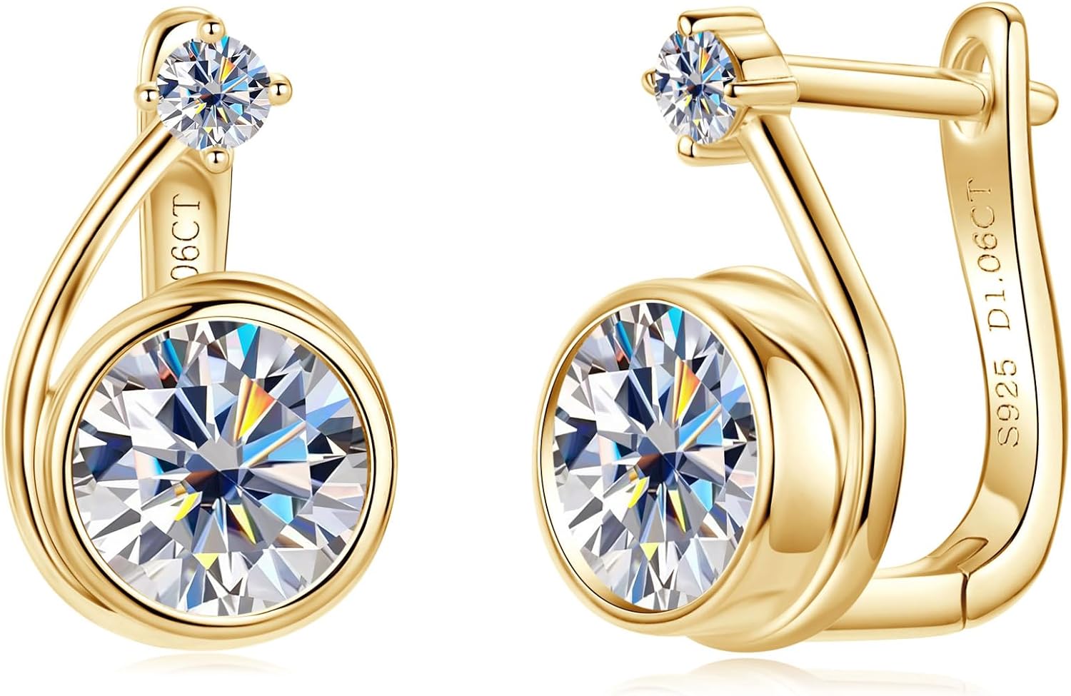 Snail-shaped Moissanite Hoop Earrings for Women, 2.12cttw D Color VVS1 Clarity 925 Sterling Silver Elegant Earrings for Wife Mom Birthday Holiday Jewelry Gifts