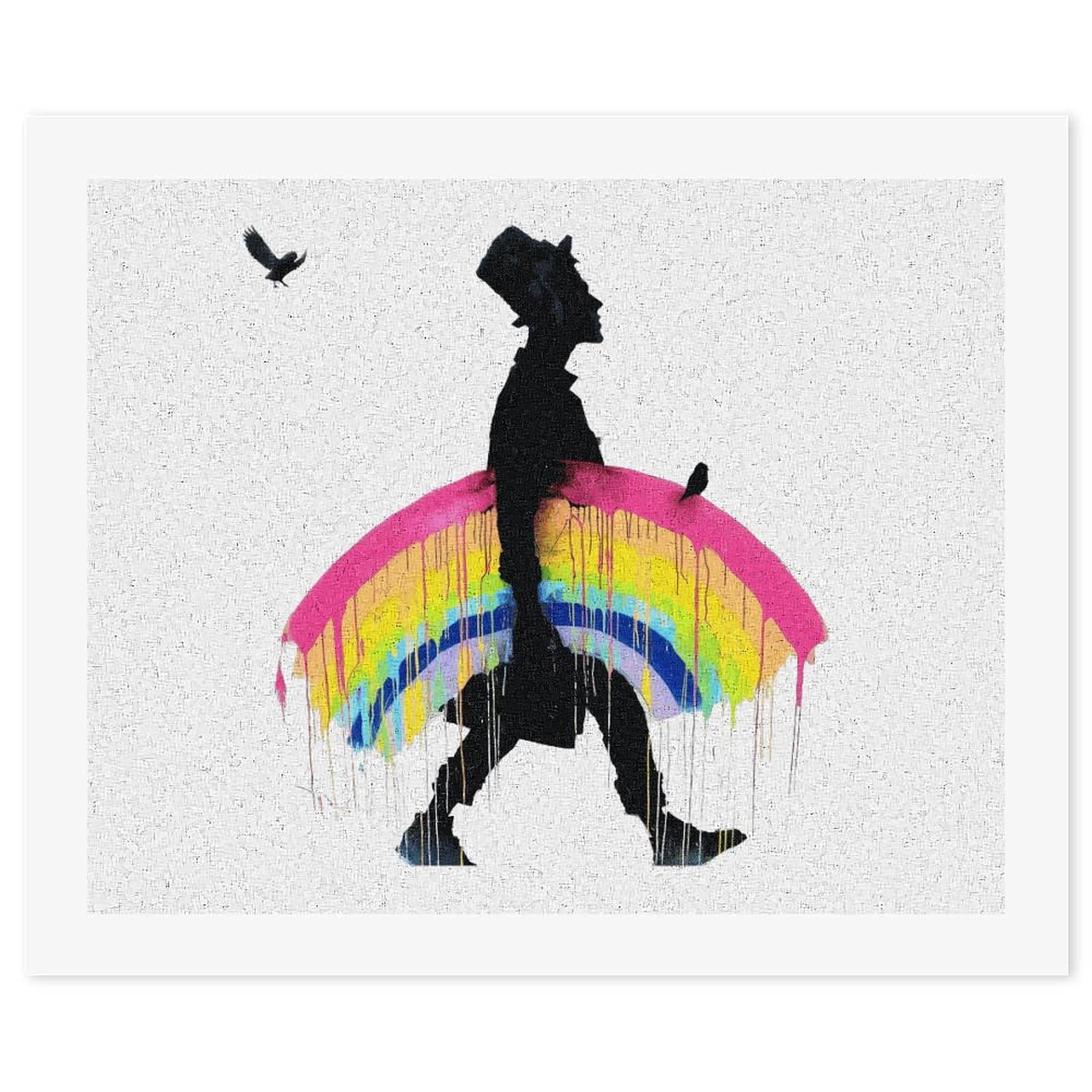 Amazon.co.jp: 数字油絵 Banksy バンクシー 虹 デジタル油絵