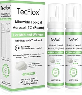 Minoxidil Foam - 5% Minoxidil for Men & Women, Hair & Beard Growth with Biotin, Thicker Hair, Unscented, 2 x 2.11 Oz, 2-Month Supply, Hair Loss Treatment (White)