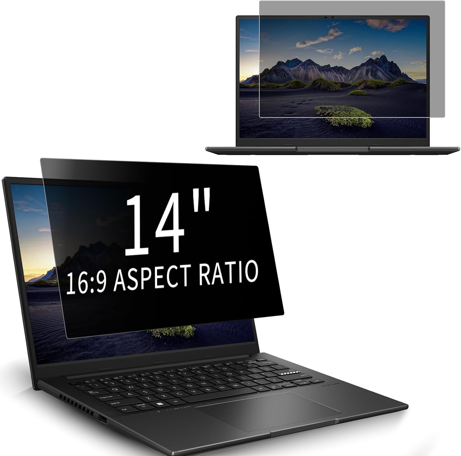 For 14 Inch 16:9 Laptop Privacy Screen Protector, Anti-fingerprint, Anti-blue Light Glare, Anti-scratch, Removable for Lenovo/HP/Dell/Acer/ASUS/Samsung & Other 14 Inch 16:9 Laptops