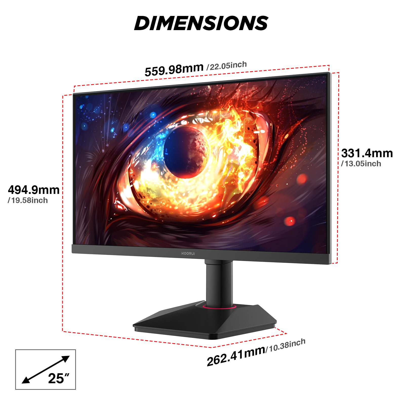 KOORUI 320Hz 24.5インチ G2511E 縦横回転 足さ調節可能 Amazon.co.jp