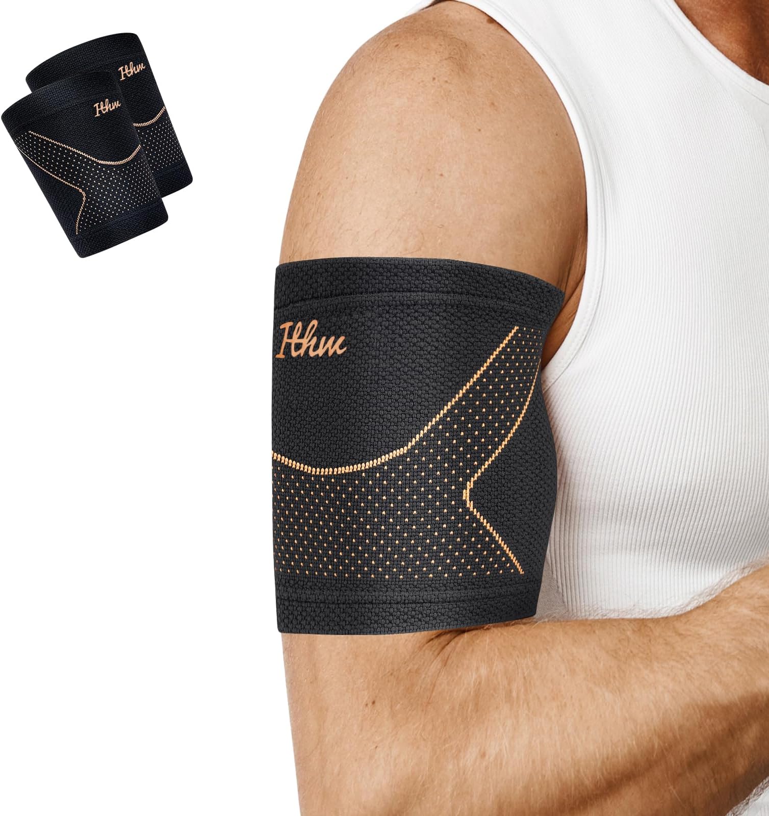Copper Bicep Tendonitis Brace, Upper Arm Compression Sleeve for Pain Relief