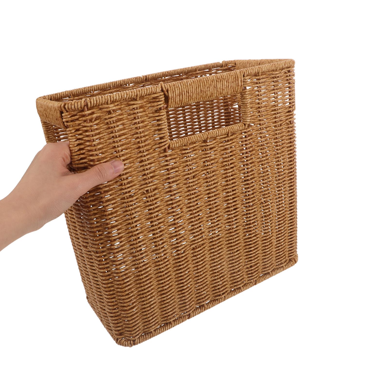 Cesta de Almacenamiento con Asa, Cesta Organizadora de Baño, Rectangular, Plástico, Multifunción, Fácil de Transportar, para Libros y Periódicos, Cocina y Salón