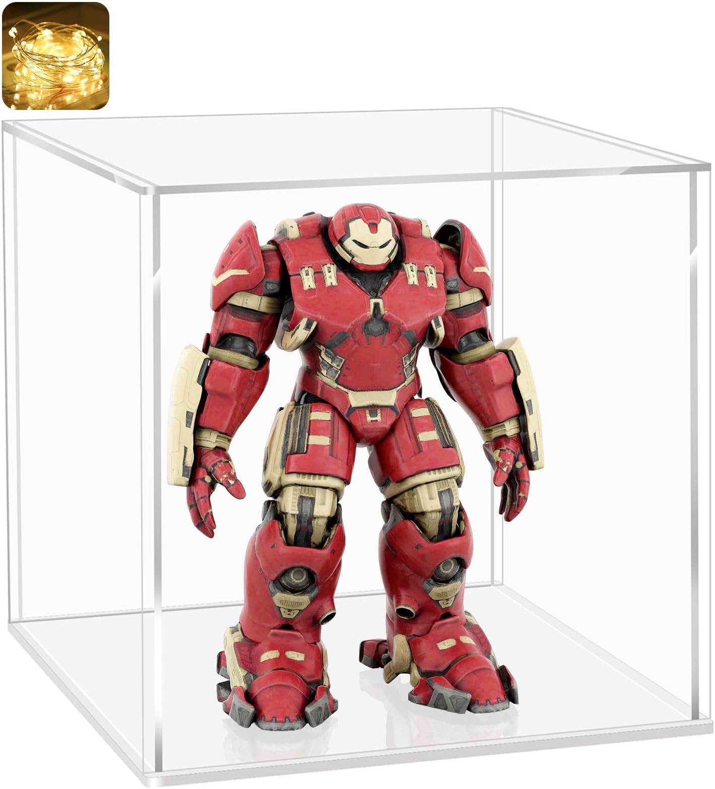 LANSCOERY Acrylic Display Case, Assemble Small Showcase Display Box for Collectibles, with Dustproof & Seamless Display Design, 3x3x3inch White Base