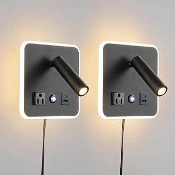 Black 3W LED Wall Mounted Reading Light With Gooseneck Black Wall Sconce Reading Light – 3W LED, 3000K Warm White, Flexible Gooseneck, Plug-in Cord, Bedside Lamp Smart Plug