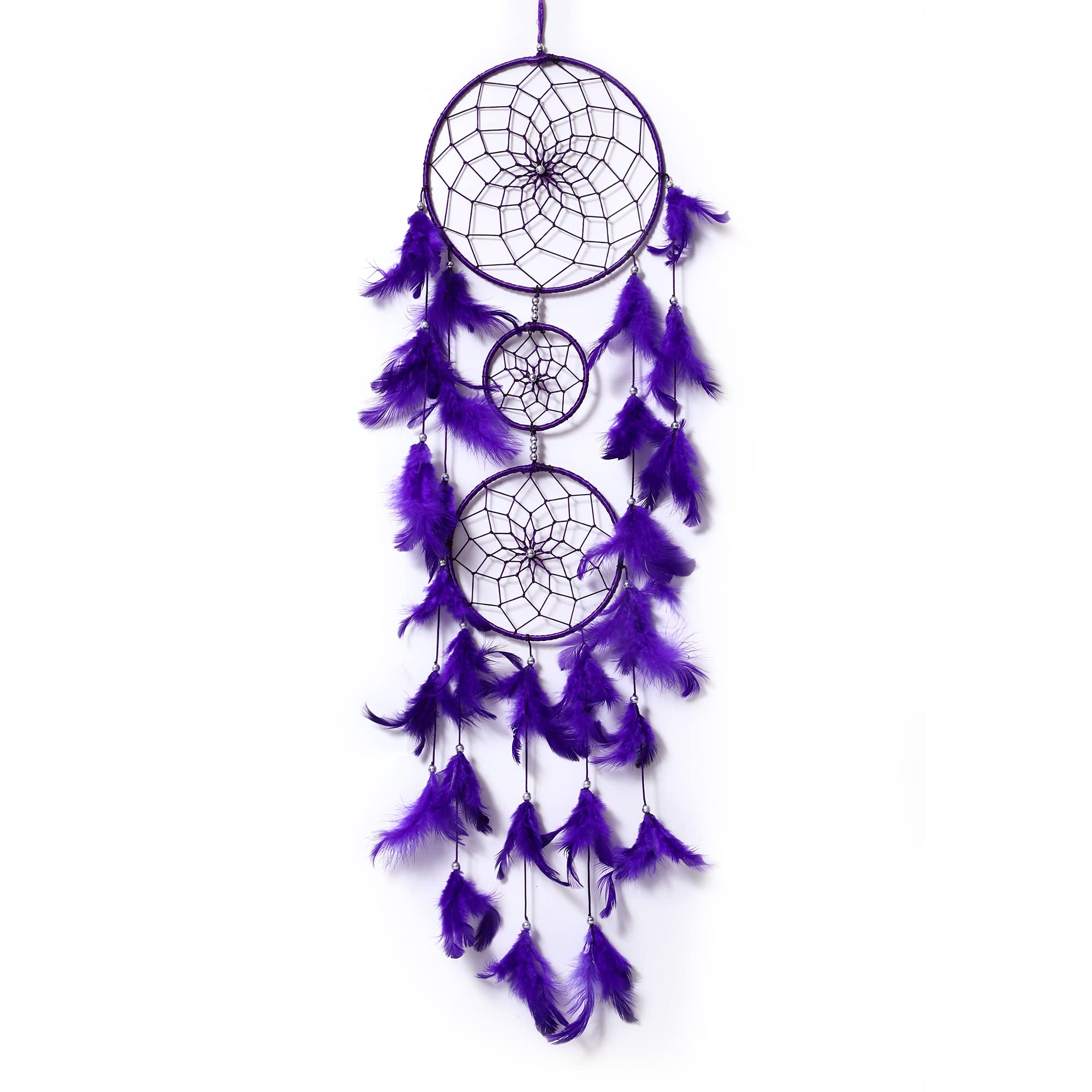 Good Aura Store Dream Catchers for Home Decor, Feather Wall Hangings for Kids Room, Bedroom, Livingroom, Balcony Decorations, Positive Gift Items (Pack of 1, 18LX92Hcm, Navy Blue)