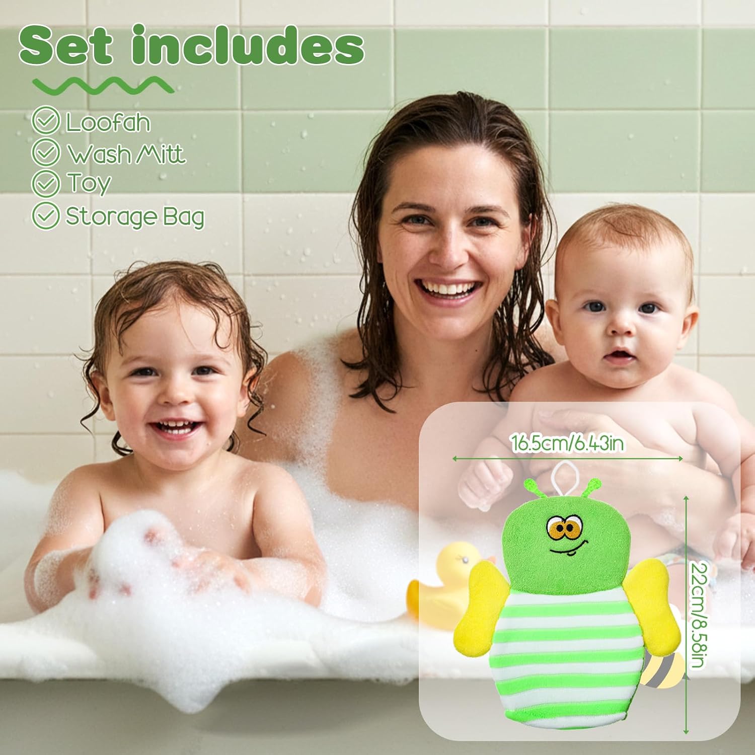 6PCS Baby Bath Mitt Washcloths Gloves 8.5x6.4 inch Soft Face Washcloths for Kids Shower Cute Animal Style Baby Mittens Bath Towel Toddler Wash Cloths Infant Scrubber Bathing Loofah Gloves
