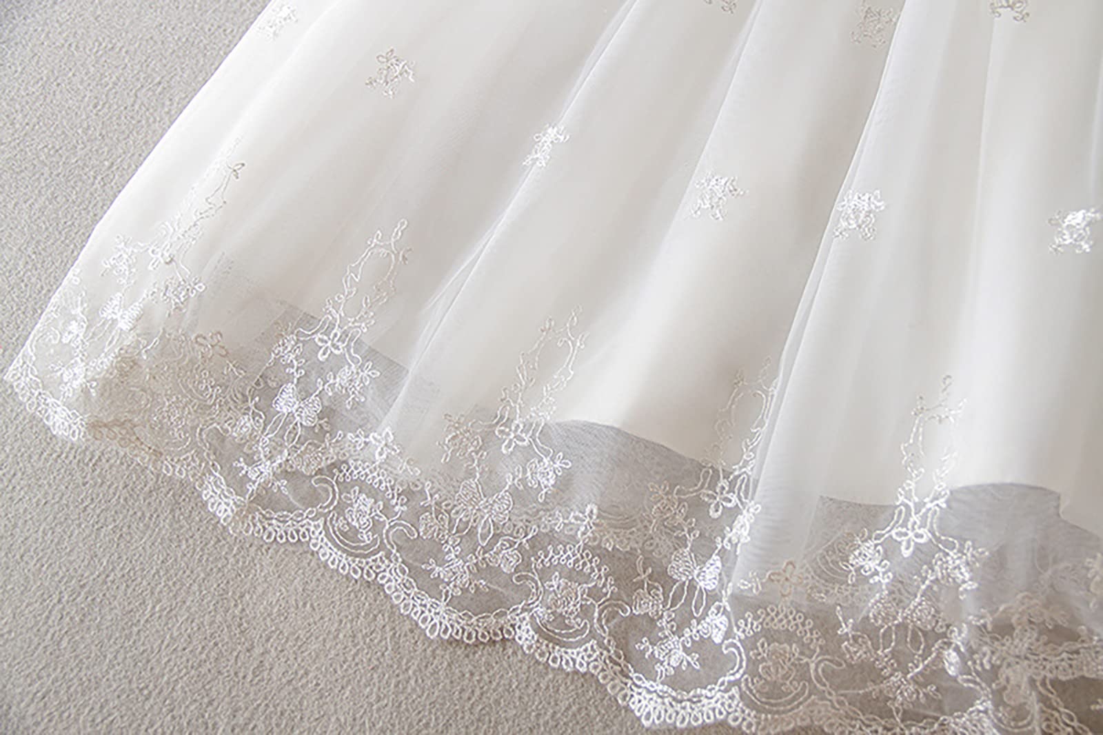 Robe de Baptême pour Bébé Fille Longue Robe de Bénédiction Blanc Mariage Formel Robes pour nouveau-né
