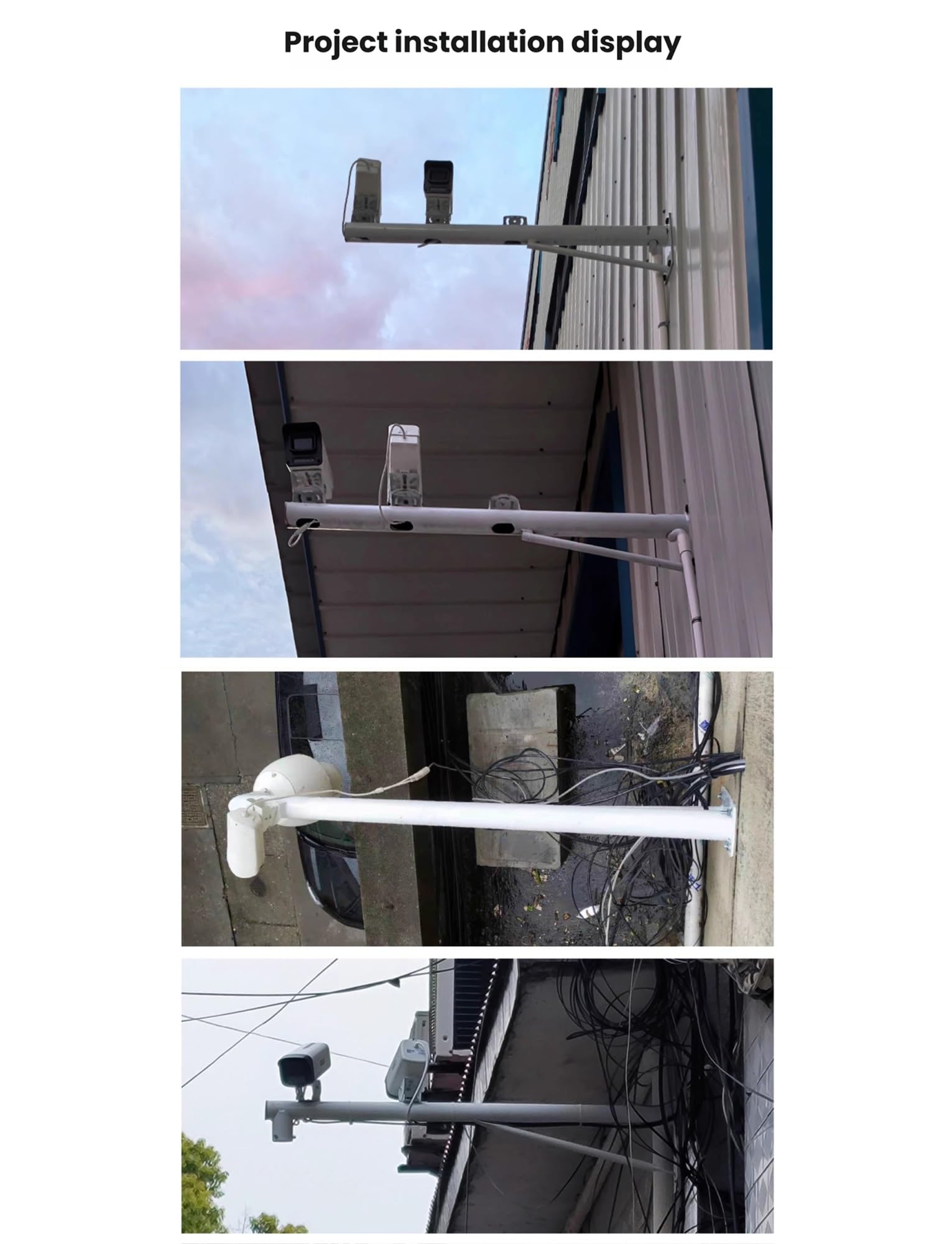 Poste para cámara, Soporte para Poste de cámara de Seguridad Exterior, Soporte de Pared de Acero galvanizado, Soporte de vigilancia Ajustable de 50/100/120/150 cm para cámaras, Duradero y r
