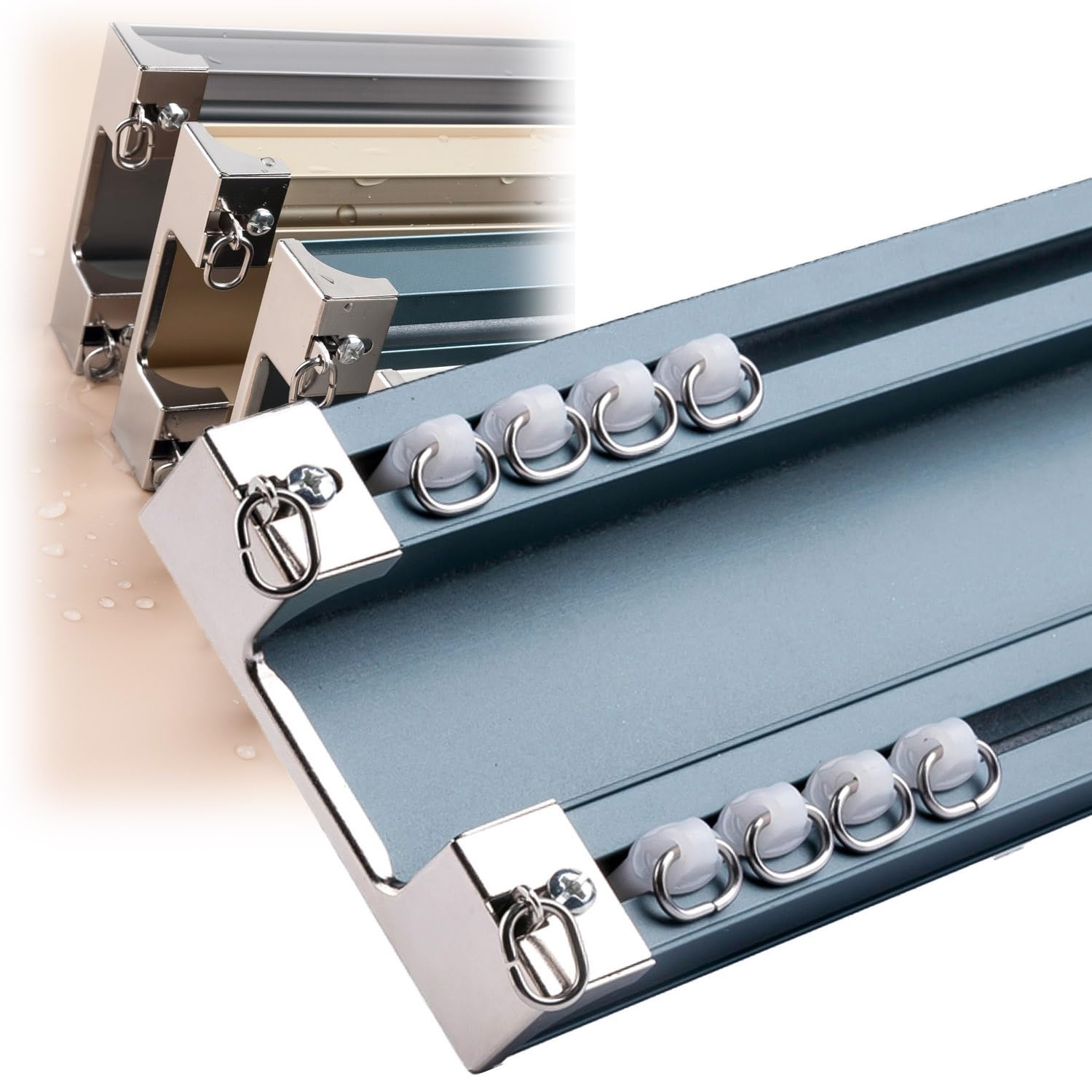 Rail de plafond double pour rideaux occultants, longueur 6,4 m pour une séparation de pièce sans bruit