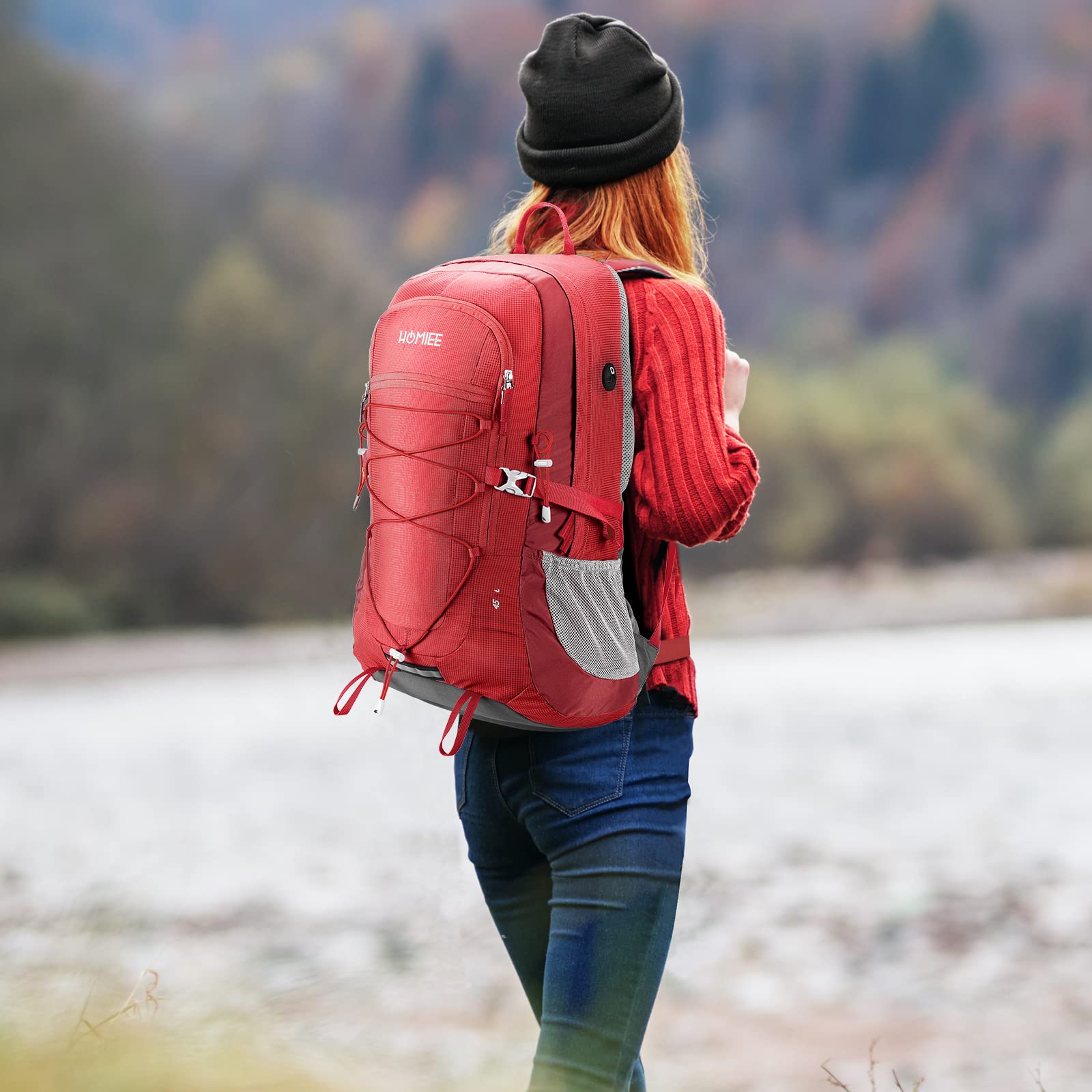 HOMIEE Plecak turystyczny 45 l, męski i damski, wodoszczelny, trekkingowy, podróżny, outdoorowy, z paskami odblaskowymi, na wędrówki, wycieczki rowerowe, wspinaczkę górską i podróże, sportowy