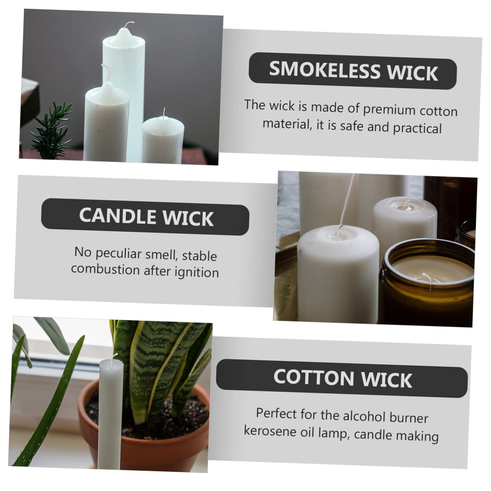 Lurrose 3rotoli Spool Di Stoppini Cotone Per Candele Fai Da Te Di Corda Intrecciata Per Creare Candele Artigianali Resistente e Riutilizzabile Perfetta Per Contenitori Di Varie Forme