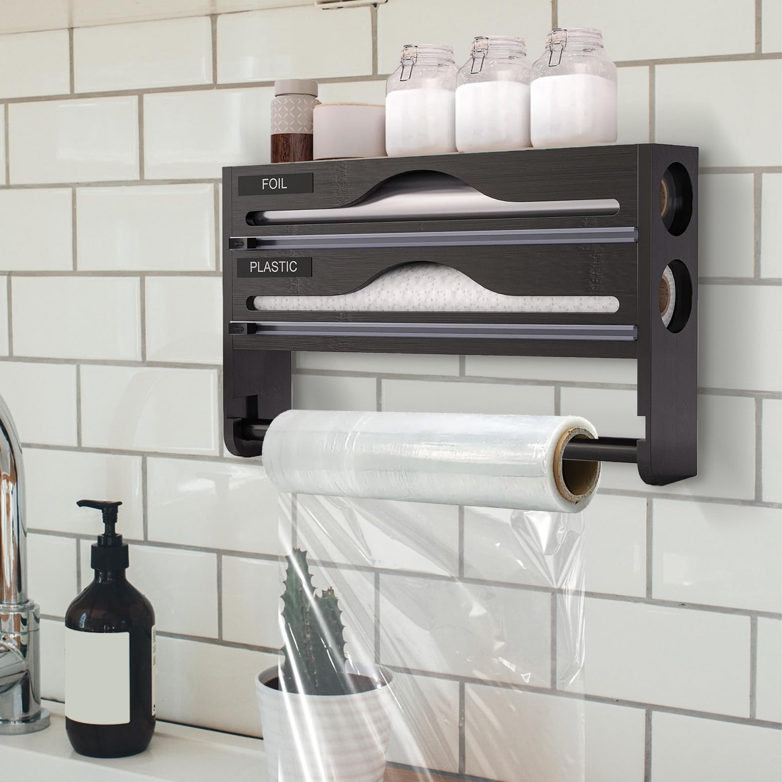 Cortador y Dispensador de Film de Pared, Soporte para Aluminio, Cajón de