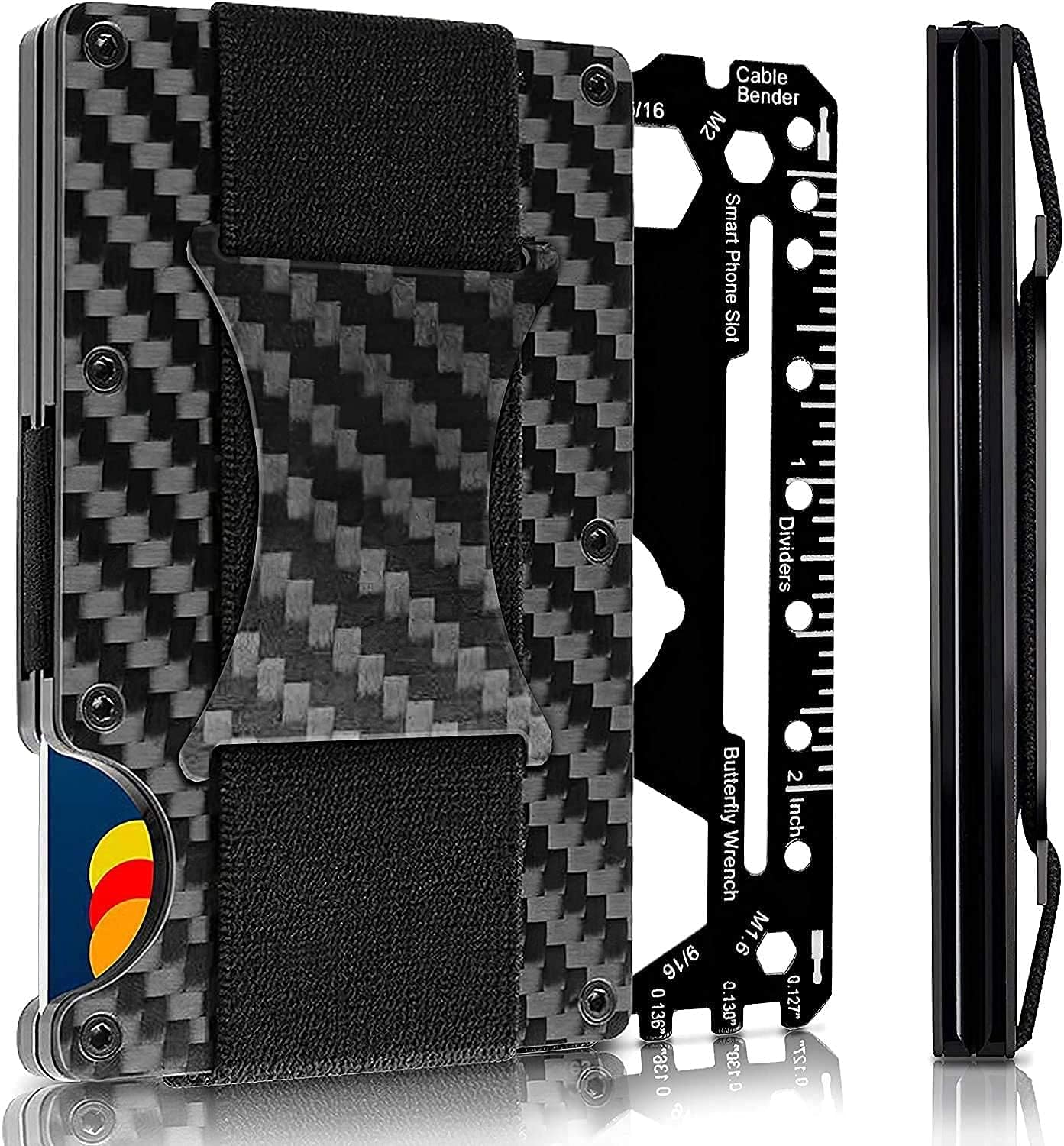 Carbon Fiber Wallet, Minimalist Metal Wallet for Men, Carbon Fiber Money Clip Wallet, dark, Minimalist