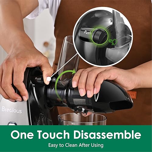 Miniatura 6 de Exprimidor de masticación lenta, exprimidor de prensa en frío Brecious con 2 modos de velocidad y motor silencioso, exprimidor de verduras y frutas