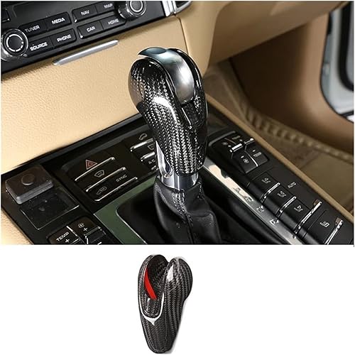 Miniatura 2 de Funda de fibra de carbono real para el cabezal de cambio de marchas, compatible con MACAN 718 911, Panamera Cayman Boxster 2009-2021, accesorios de