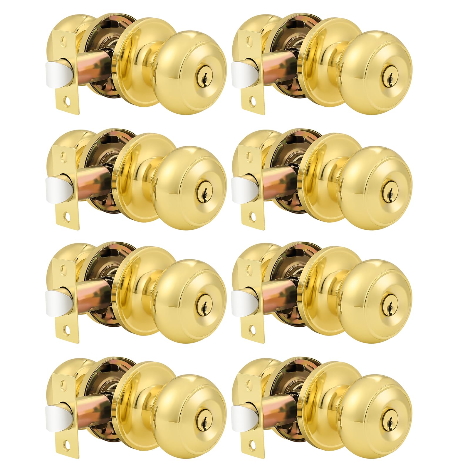 Polished Brass Door Knobs - Keyed Entry Locks -20