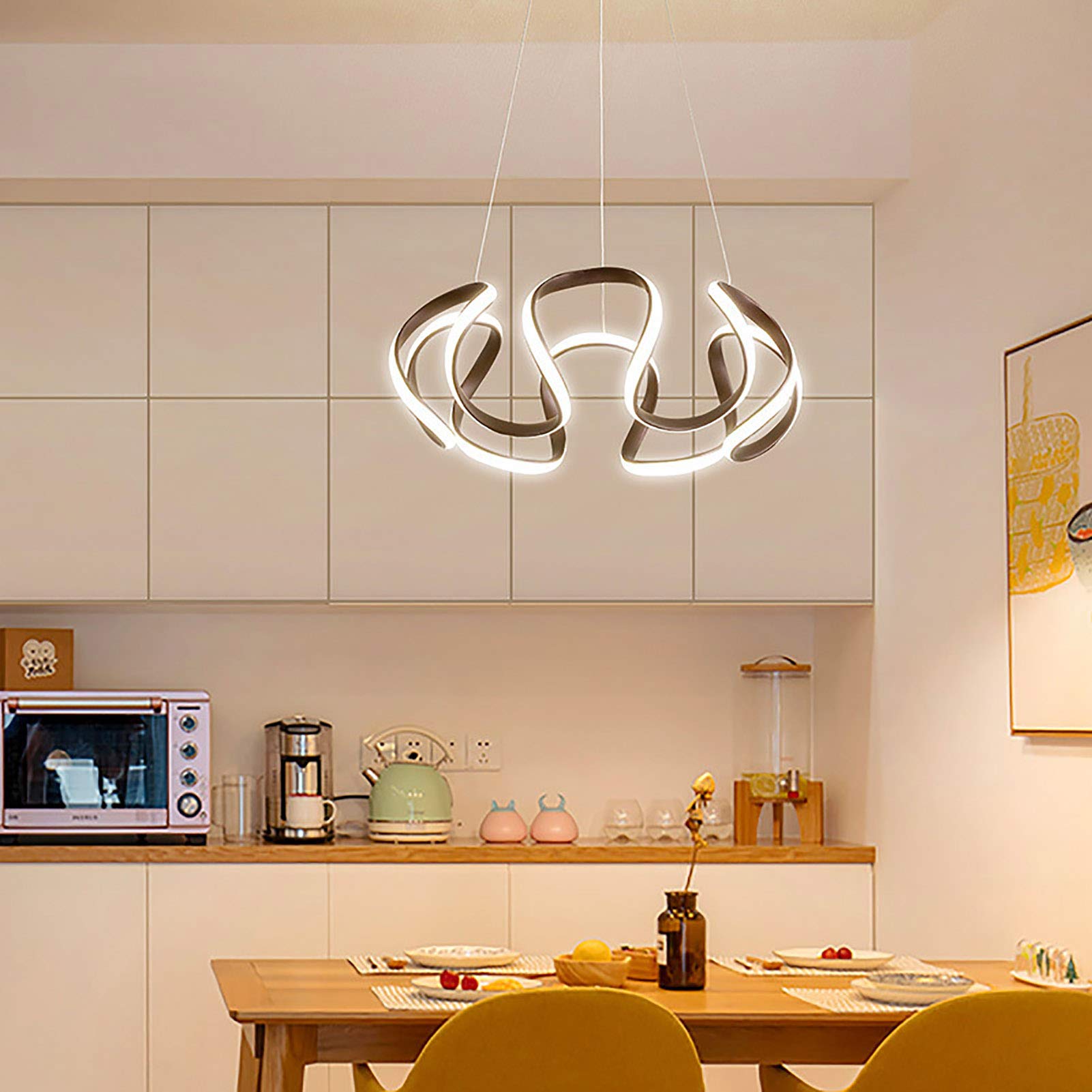 Contemporáneo Geométrico Anillo Candelabro,Moderno Fogón Led Durante La Luz,Oro Luz Blanca Accesorio De Iluminación De Techo Ajustable para Comedor Salón-Un 58x20cm(23x8inch)