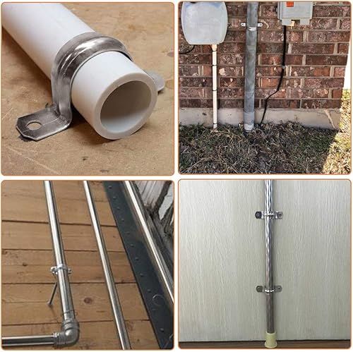 Miniatura 5 de Keadic 30 clips de tensión de acero inoxidable M50 de 2 pulgadas, con dos agujeros, para fijación de tubería en varias superficies, de acero