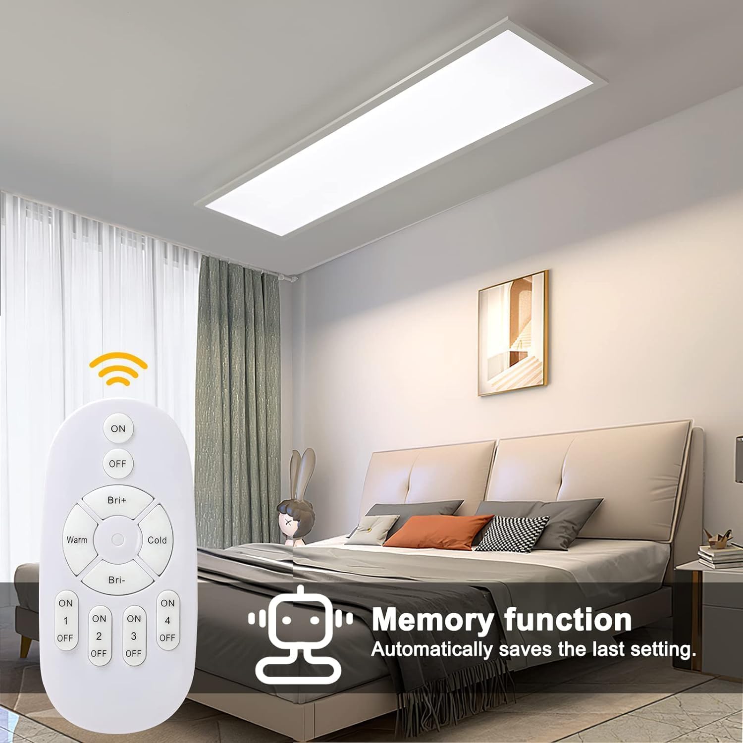 40W Plafoniera LED Soffitto 120x30 CM, Lampada Soffitto Pannello LED Dimmerabile con Telecomando, Lampada Multifunzione 2700K-6500K per Camera da Letto, Soggiorno, Bagno, Studio, Corridoio
