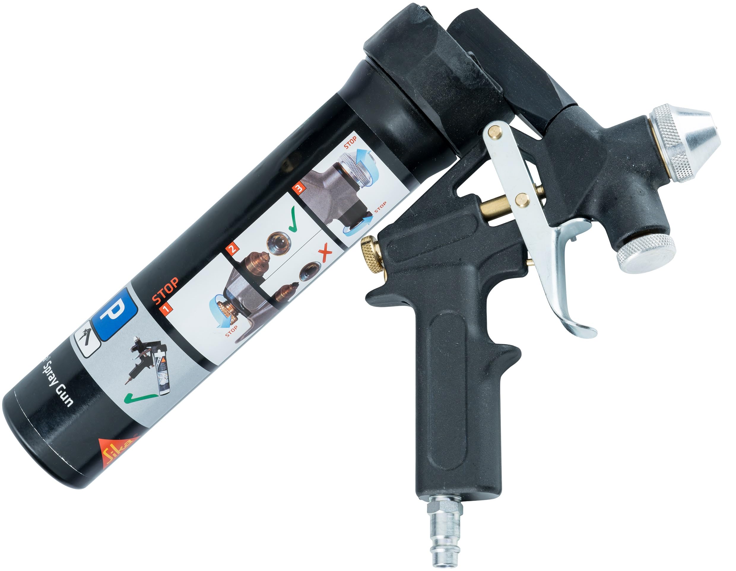 SIKA - Pistola neumática pulverizar sellados - Adaptador incluido | Pulverización de sellados - Ligera y manejable - Para acabados profesionales - Fácil utilización