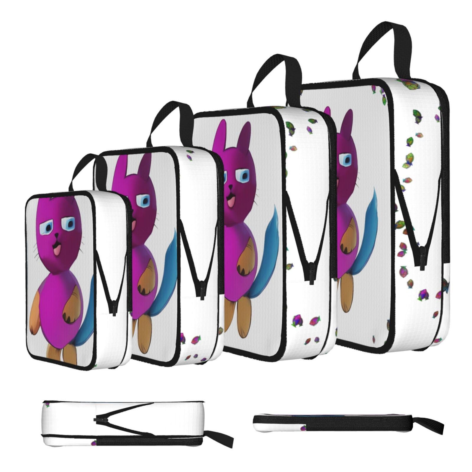 Happy 3D kitten Compression Packing Cubes 4 Piece Set