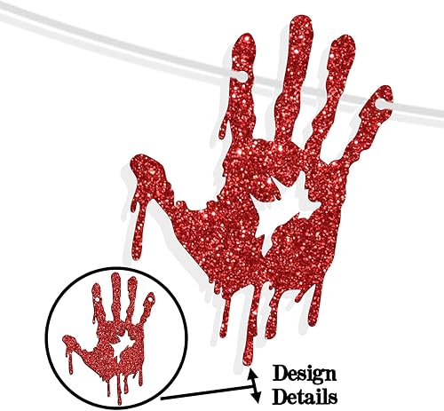 Miniatura 6 de Cartel de cumpleaños con temática de terror de Halloween, decoración de fiesta de viernes 13 para niños, purpurina negra