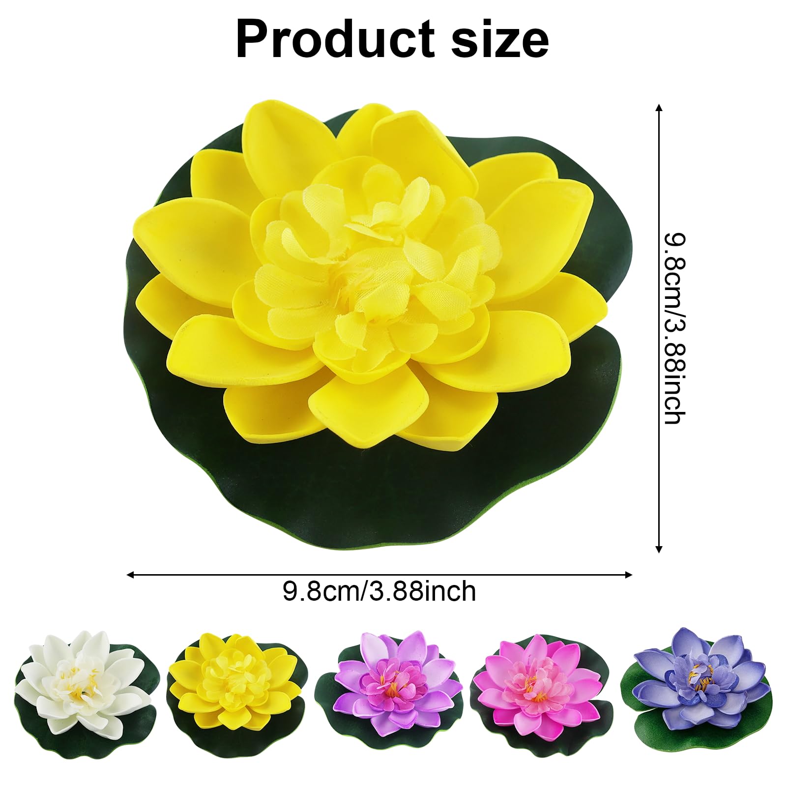 Set di 5 ninfee artificiali e fiori di loto con 2 foglie, decorazione per laghetto galleggiante, per esterni, acquari, piscine, patio