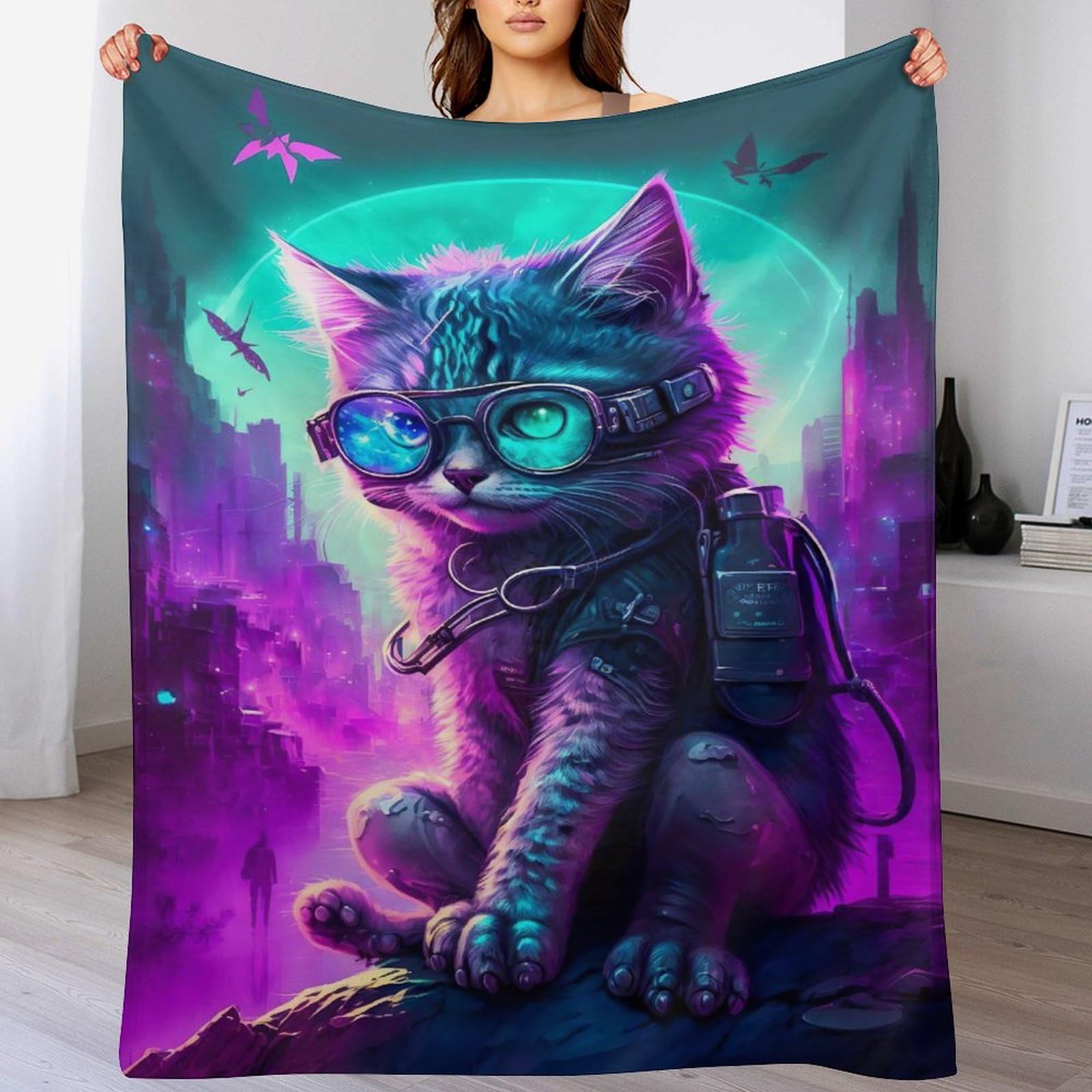 Couverture chat plaid flannel chaud pour des soirées cocooning au canapé