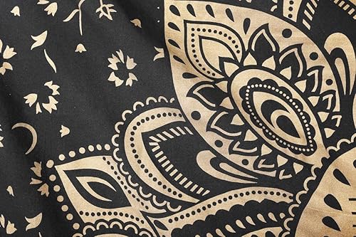 Miniatura 5 de Pravik Tapiz hippie metálico brillante pasión ombré negro dorado mandala Bohemain colgante de pared  Tapices gitanos hippie metal brillo pasión
