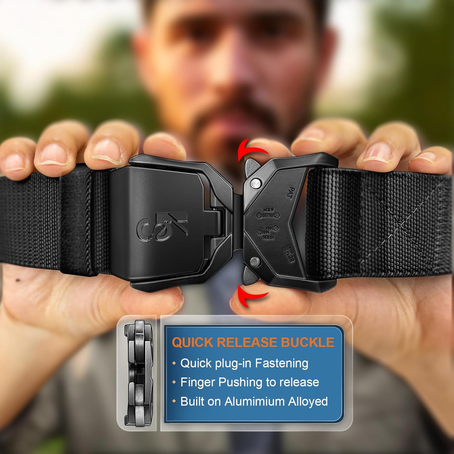 KEMISANT Men Tactical Belt,Stretch Nylon Belt Adjustable for Rigger Military Heavy Duty Work 1.5"-Quick Release - Image 3