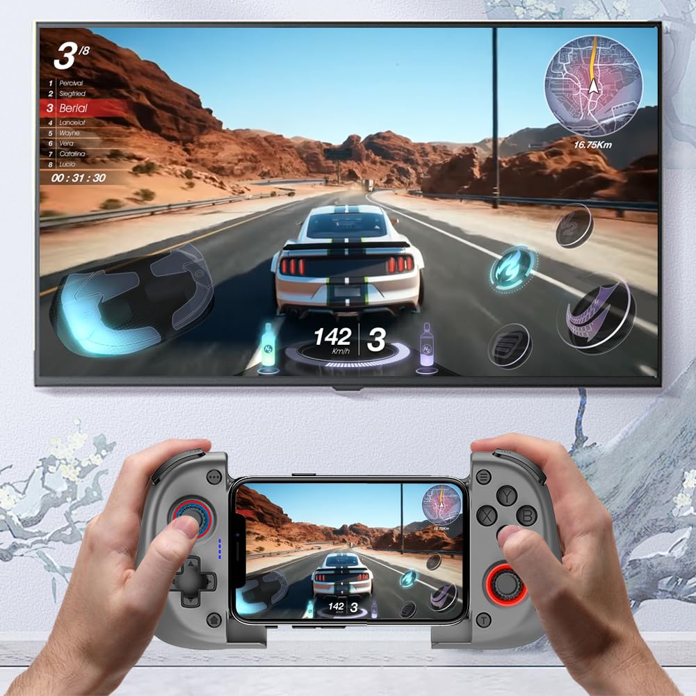 LYEAA X3 Gamepad kompatybilny z Bluetooth z efektem Halla Joystick sterowanie grą dla urządzeń mobilnych gamepad