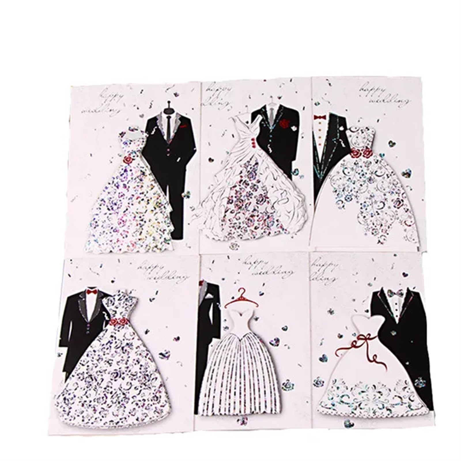 Invitation de mariage faite à la main, Lot de 6 invitations de mariage élégantes avec enveloppes for marié et mariée de style occidental, fournitures de fête for mariage, fiançailles, anniversaire