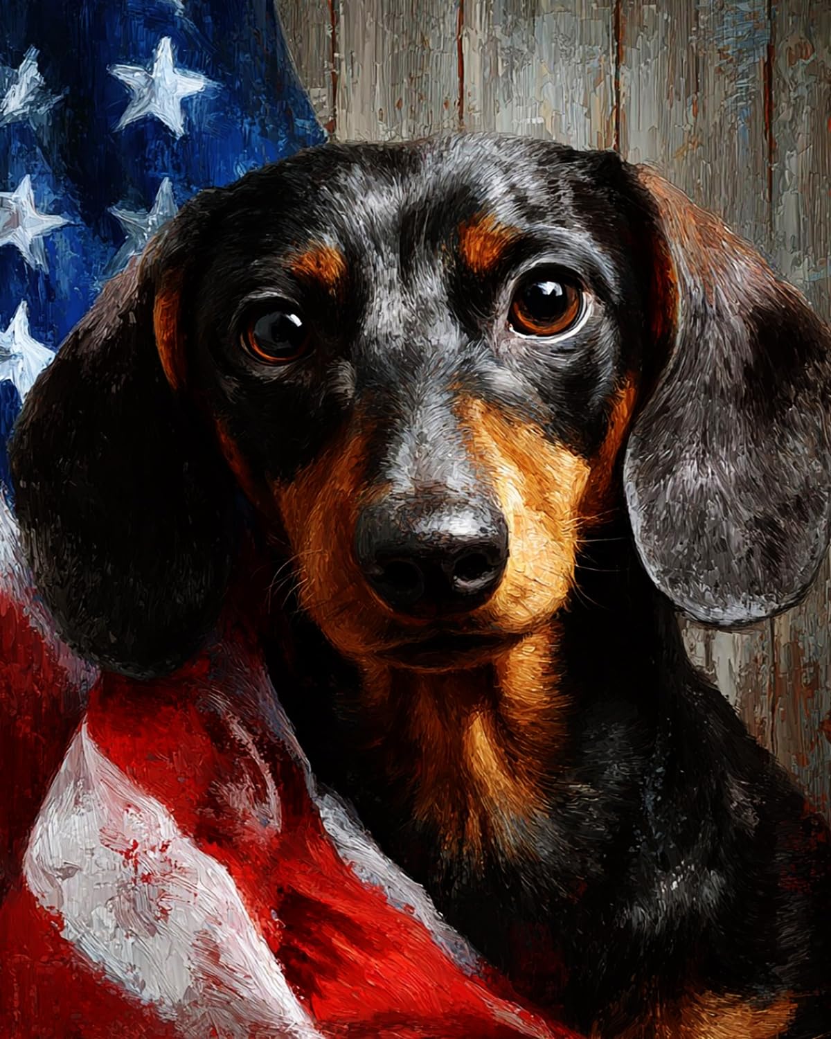 Liubaishi Black Paint By Numbers For Adults, Dachshund With American Flag, 40X50 Cm Acrylic Canvas Painting Kit